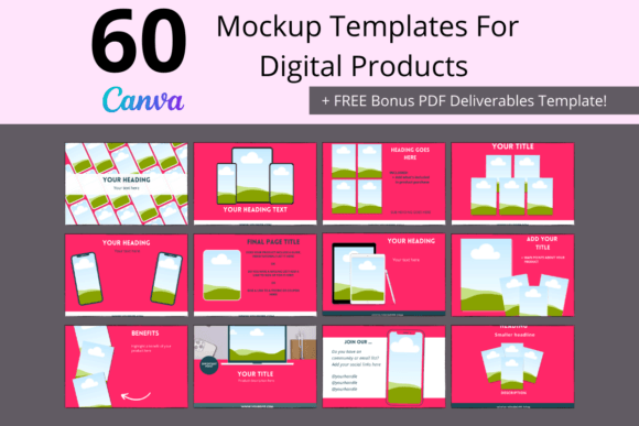 Download 60 Digital Product Mockup Templates Set - Digital Collection